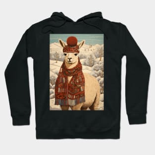 Lama in Hat Funny Christmas Dog Lover Gift Hoodie